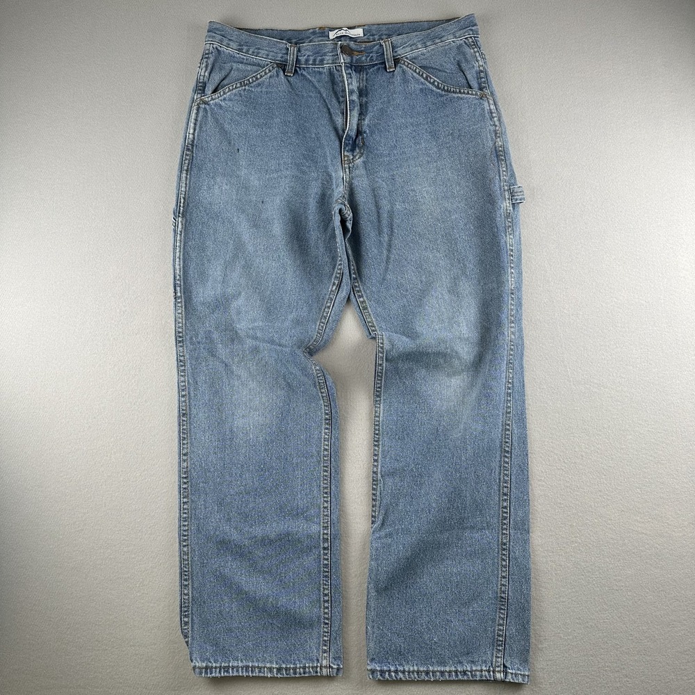 Blue Mountain Mens Carpenter Jeans 36 x 32 Medium Wash Cotton Utility Work Pants